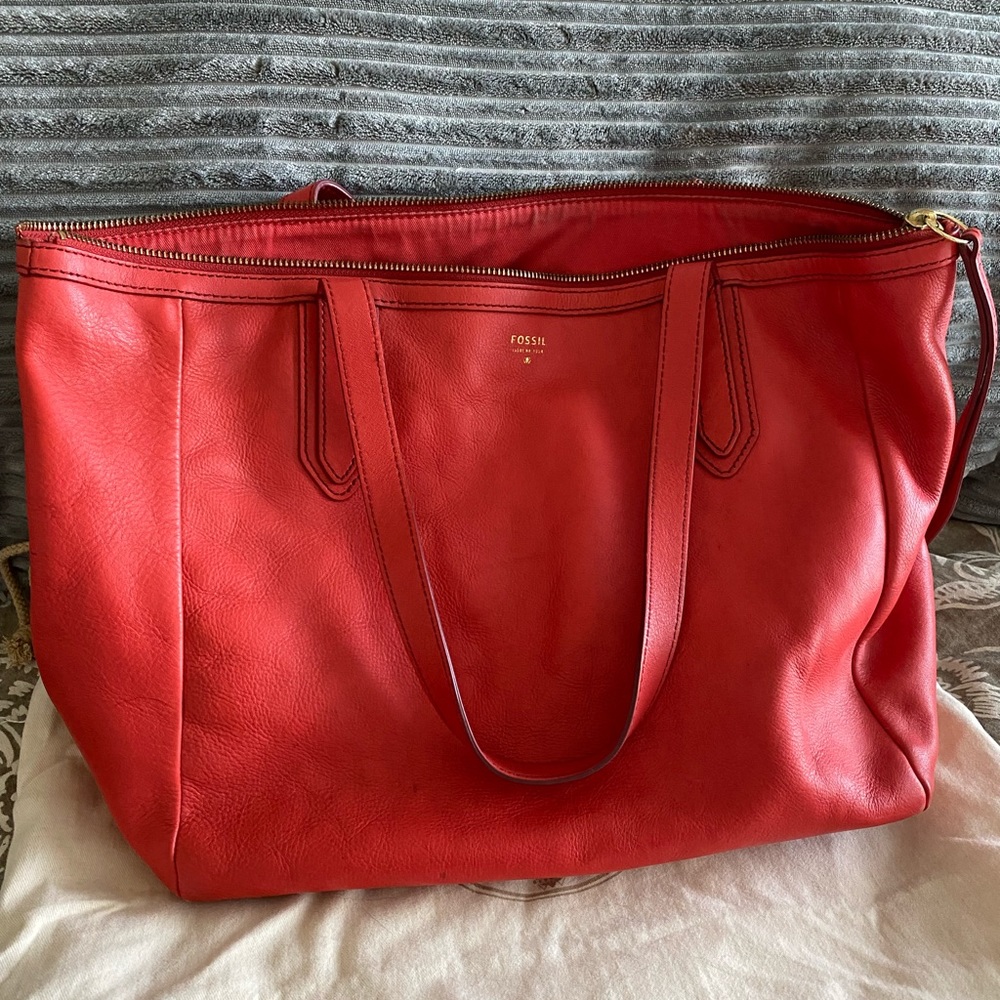Fossil leather shopper tote